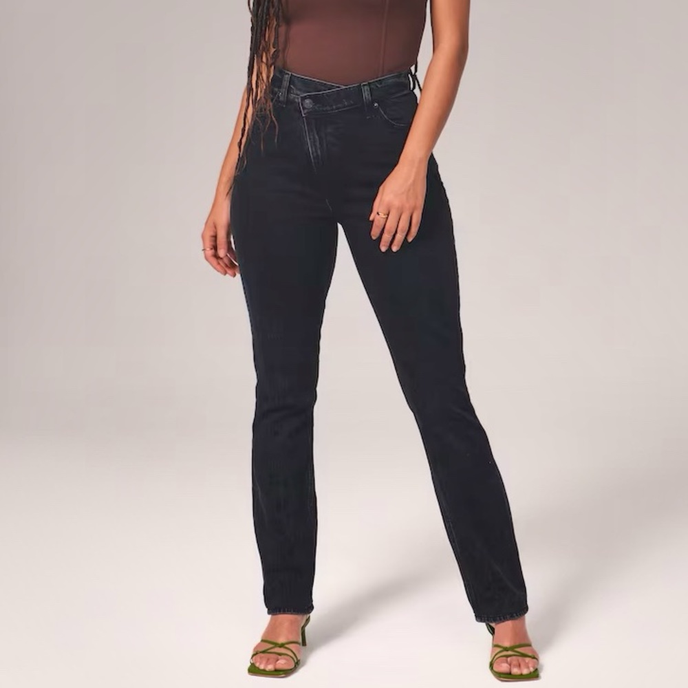 Abercrombie the 90s Slim Straight Jeans Crossover Waist Ultra High Rise 29/ 8